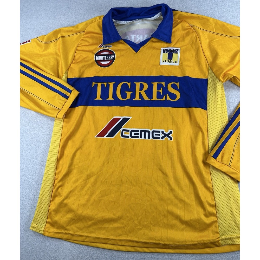 VTG Tigres UANL Long Sleeve Home Soccer Jersey 2000's CEMEX Carta Blanca MEDUIM